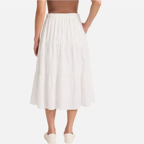 NEW Matty M Linen Blend Women's XL White Tiered Midi Skirt - Picture 3 of 10